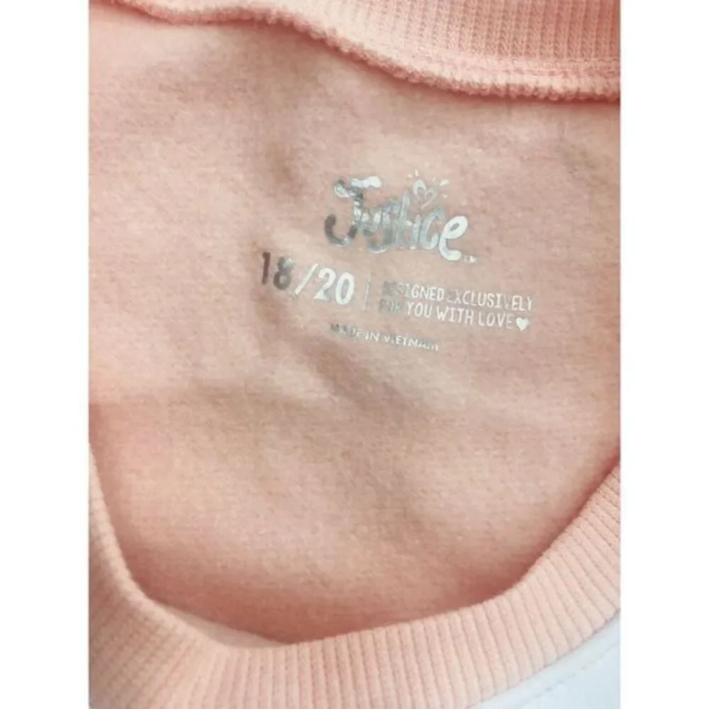 Justice Girls 18/20 Pink‎ Glitter Reindeer Sequin Pocket Fleece Sweater